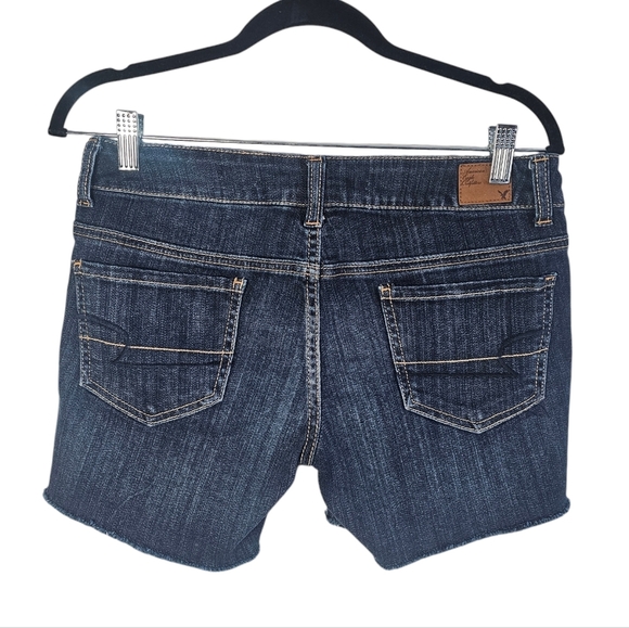 American Eagle Stretch Denim Shorts Raw Hem 5 pocket Jean Shorts Size 6 - Picture 2 of 7